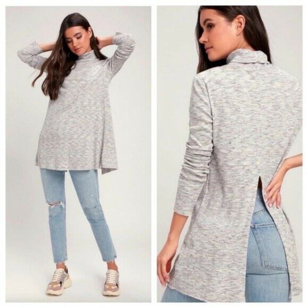 🚨NEW FREE PEOPLE Stonecold Turtleneck Slit Back Tunic Top Small